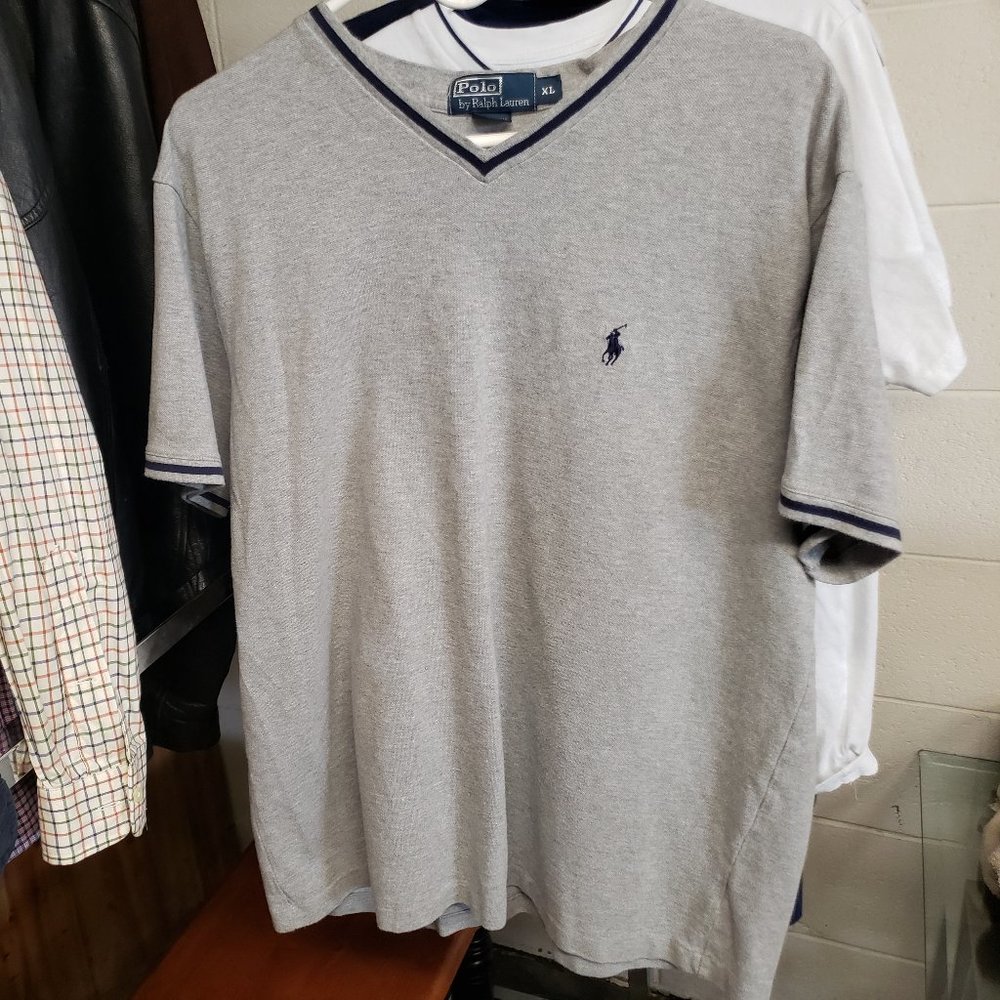 Polo by Ralph Lauren ~ V Neck Short Sleeve Shirt  ~ Gray XL